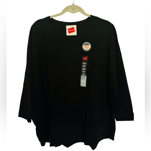 NWT 3/4 Sleeve 100% Cotton Crew Neck Women’s T-Shirt Hanes Size XXL - Picture 6 of 7